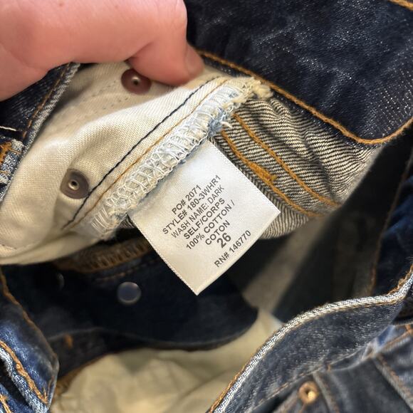 RE/DONE Originals High Rise Dark Wash Raw Hem 28” Inseam Womens Sz 26 NWT - Picture 6 of 12